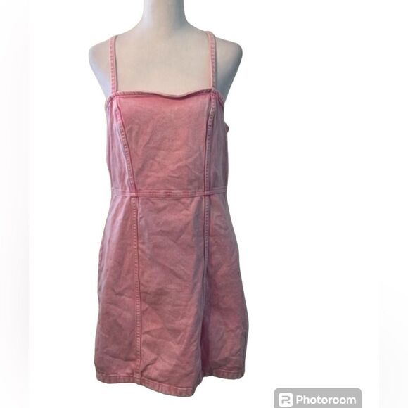 Divided size M zip back spaghetti strap pink denim dress - Picture 1 of 11